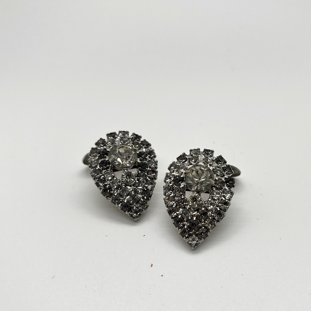 Vintage Silver Tone Shoe Fur,or Scarf Clips Rhinestones Signed Musi